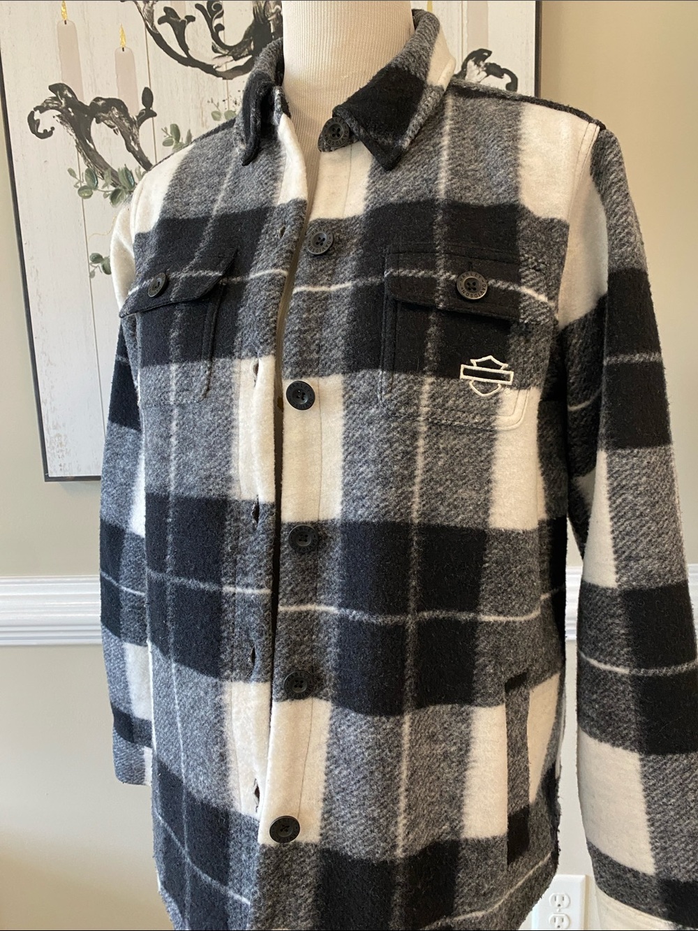 Harley-Davidson Women’s Onwards Black & White Plaid Shirt Shacket